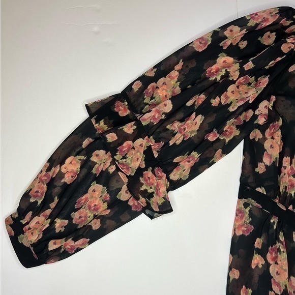 TOPSHOP FLORAL PRINT RUFFLE BLOUSE - Picture 8 of 10